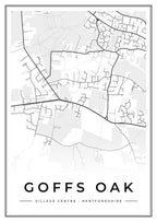 Street map poster of Goffs Oak village centre, Hertfordshire