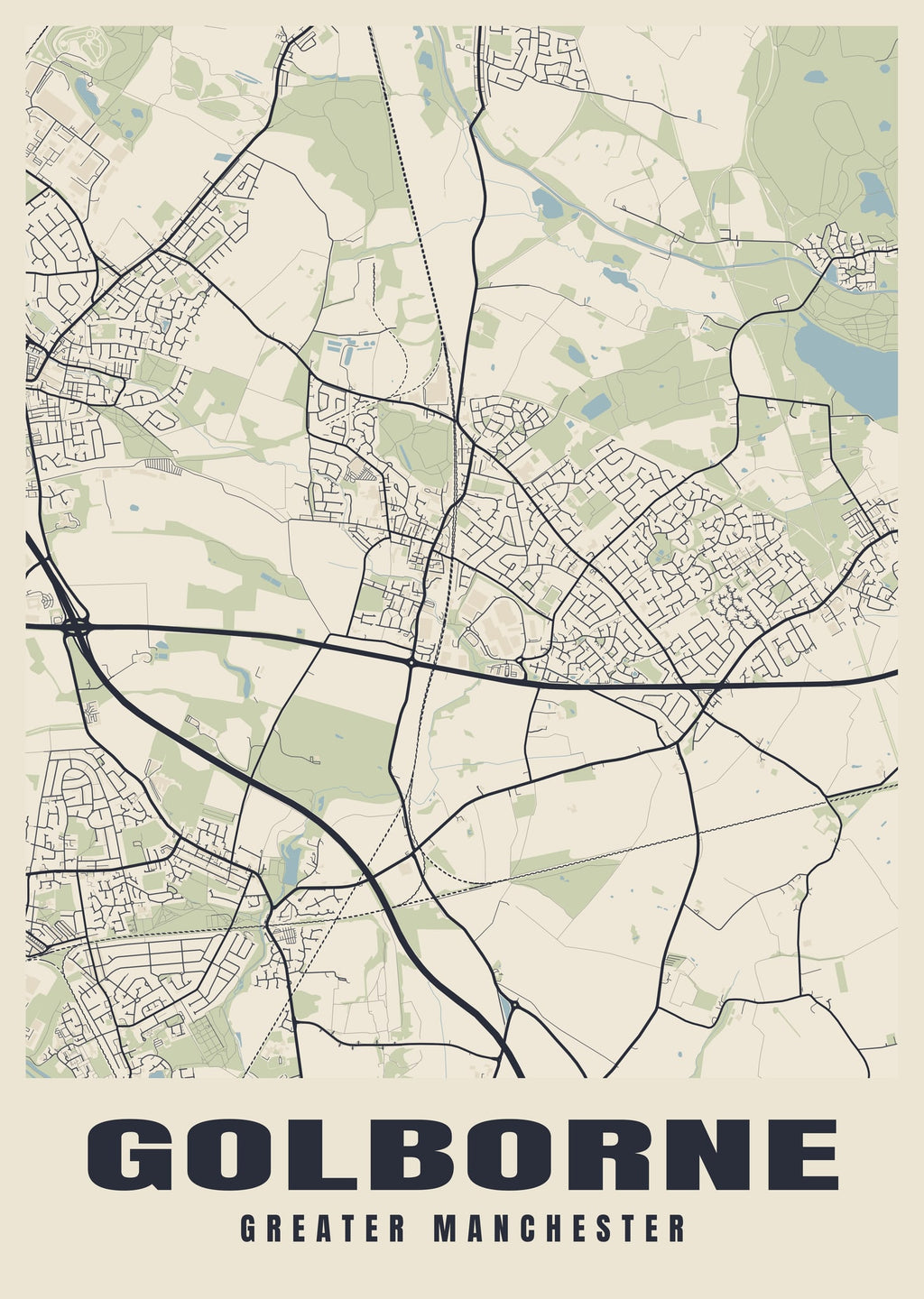 Street map poster of Golborne, Greater Manchester