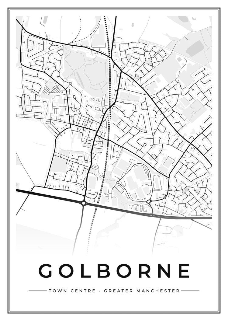 Golborne Town Centre Street Map Poster