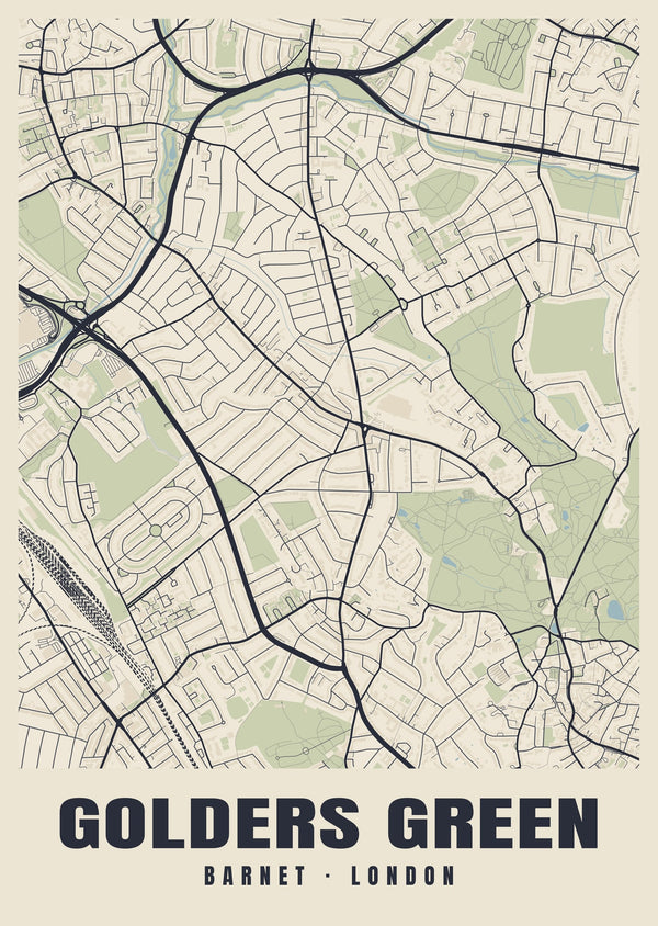 Golders Green Heritage Street Map Poster