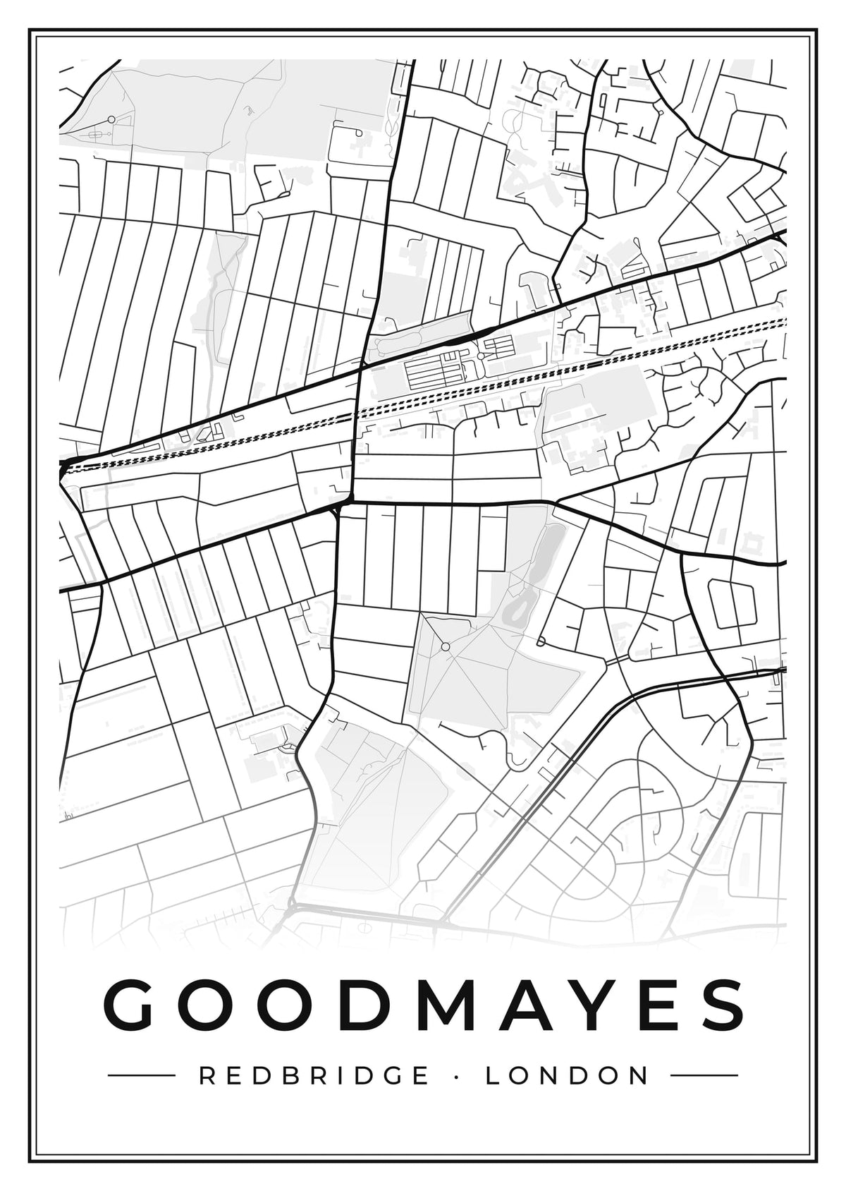 Street map poster of Goodmayes, Redbridge, London