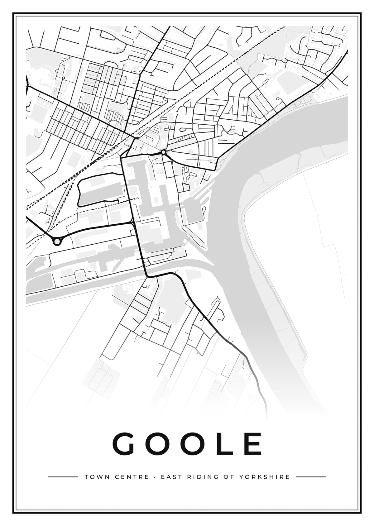 Street map poster of Goole town centre, East Riding of Yorkshire