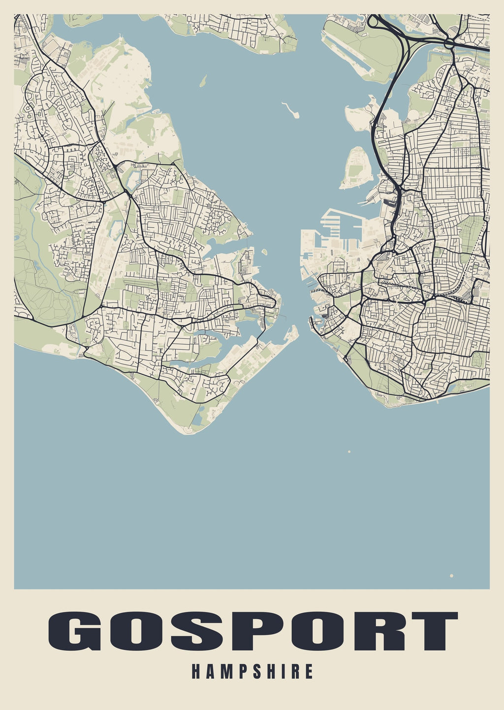 Street map poster of Gosport, Hampshire