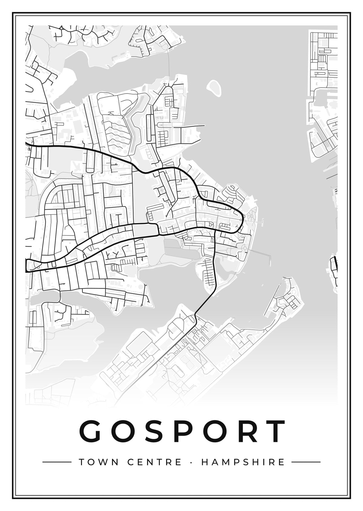 Street map poster of Gosport town centre, Hampshire