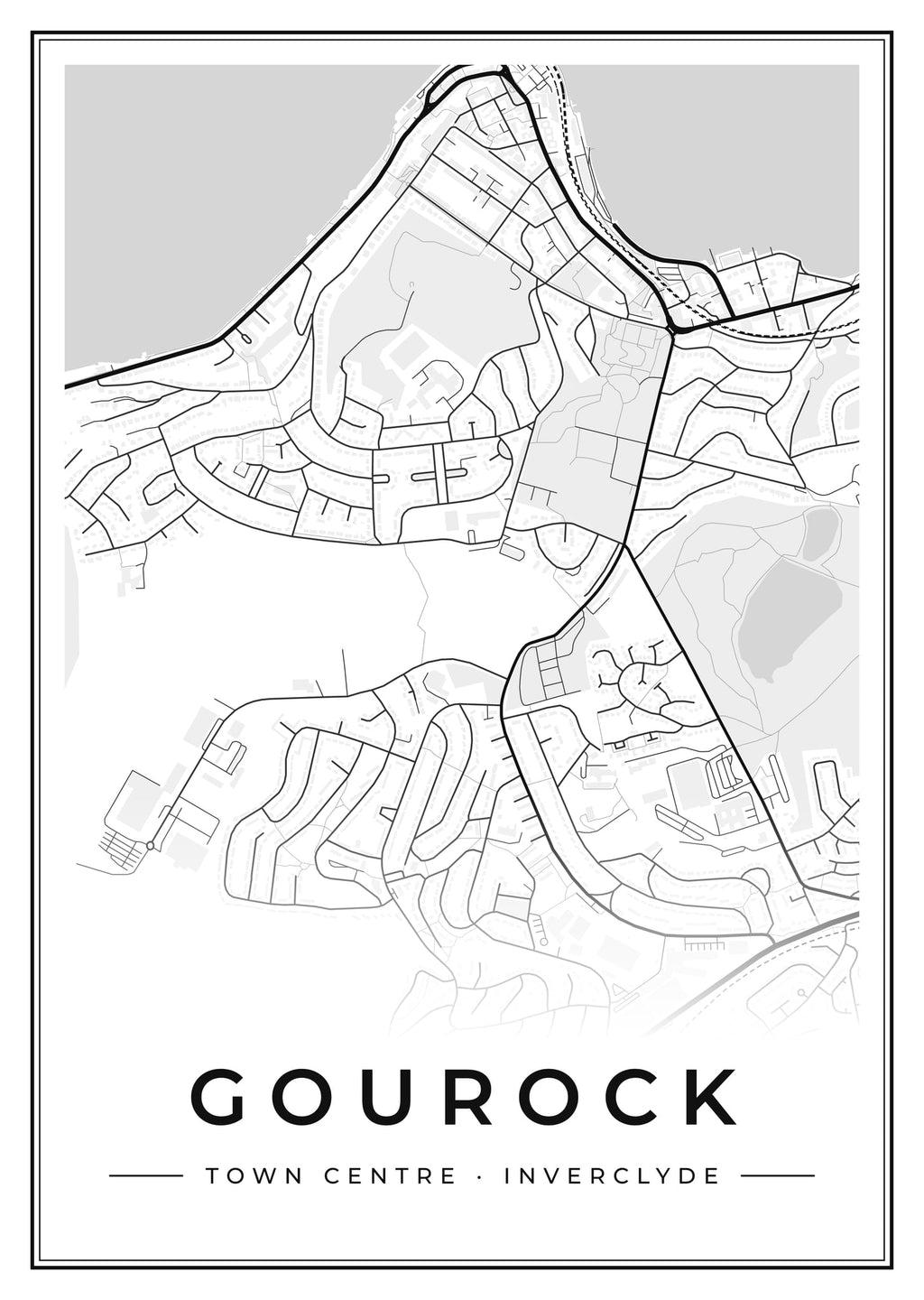 Street map poster of Gourock town centre, Inverclyde