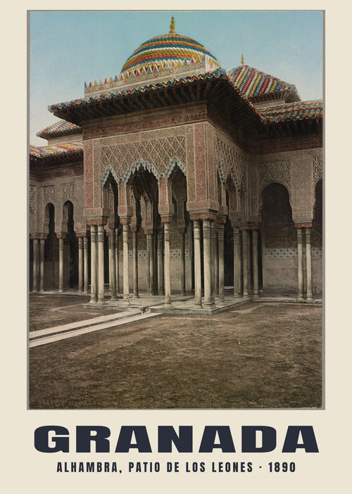 Alhambra, Patio de los Leones, Granada, 1890