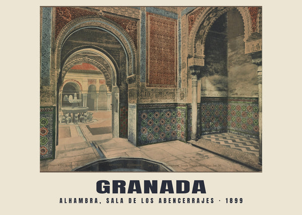 Alhambra, Sala de los Abencerrajes, Granada — 1899 · Stampa di fotocromo d’epoca