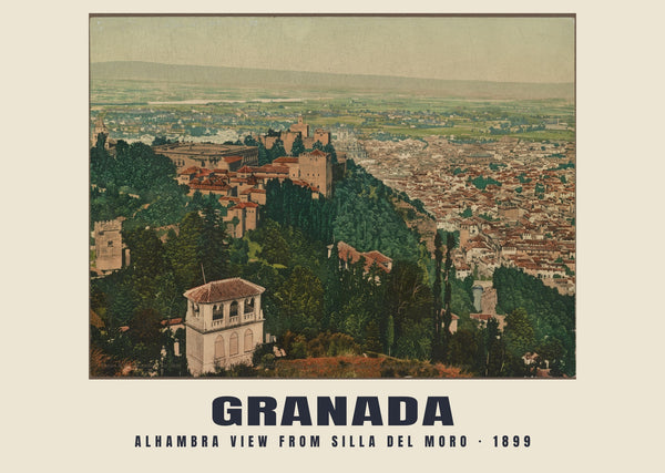 Alhambra View from Silla del Moro, Granada — 1899 · Vintage photochrom print