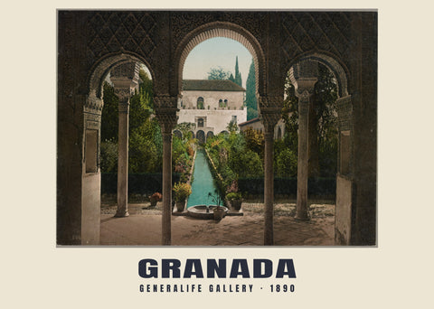Galleria del Generalife, Granada — 1890 · Stampa di fotocromo d’epoca