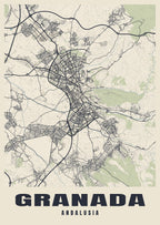 Street map poster of Granada, Andalusia