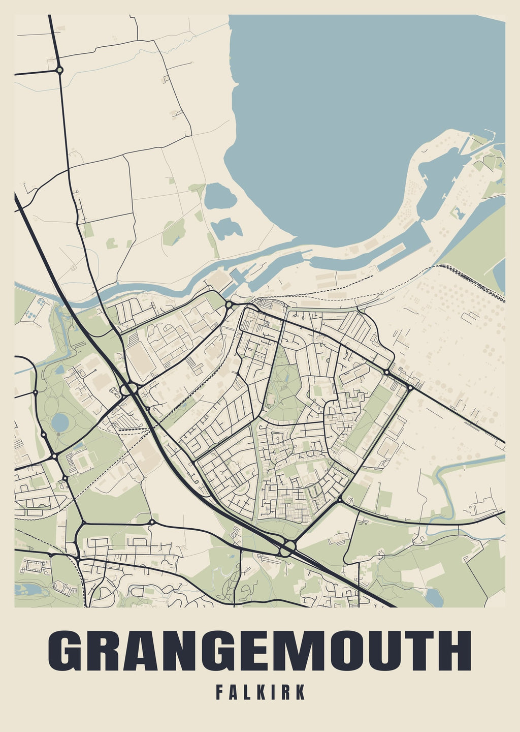 Street map poster of Grangemouth, Falkirk