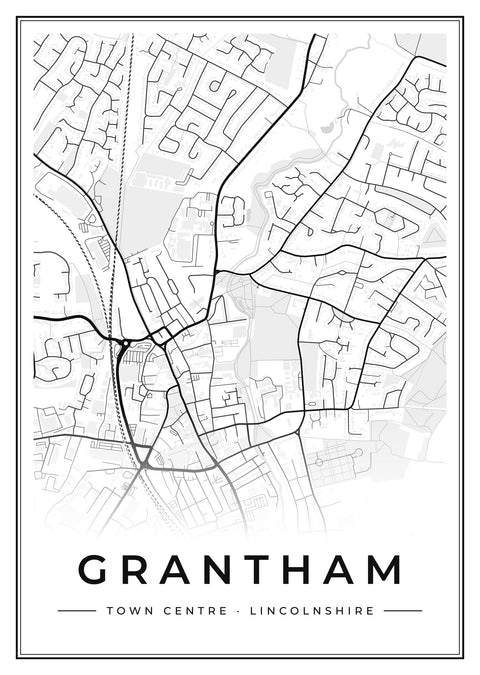 Grantham Town Centre Street Map Poster