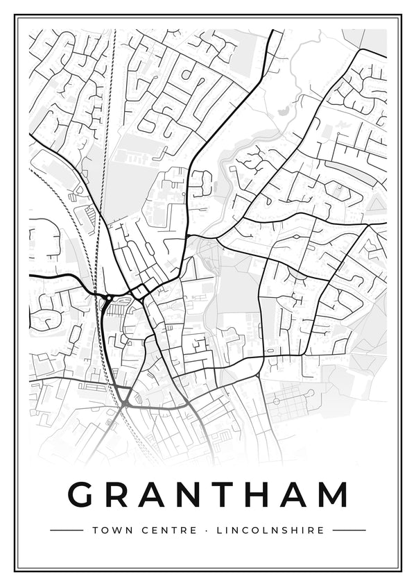 Grantham Town Centre Street Map Poster