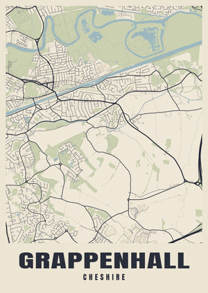 Grappenhall Street Map Poster