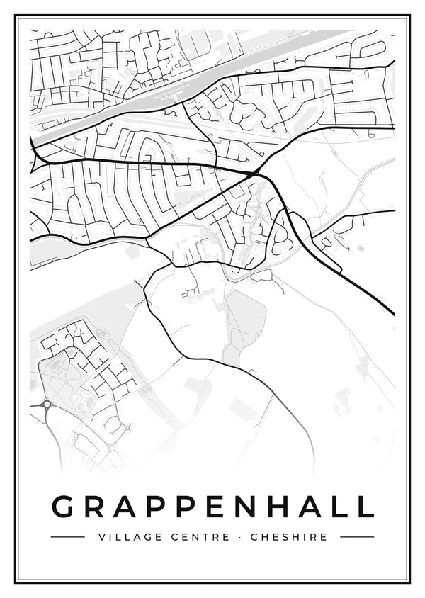 Grappenhall Village Centre Street Map Poster