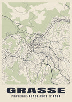 Street map poster of Grasse, Provence-Alpes-Côte d'Azur