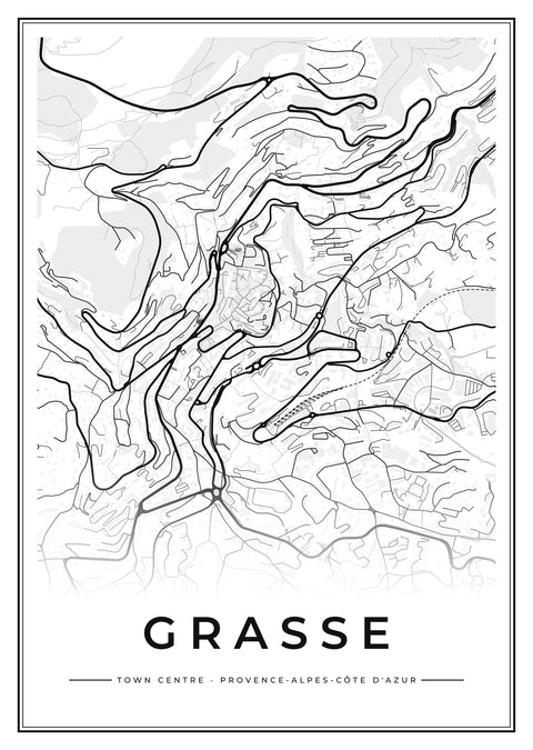Grasse Town Centre Street Map Poster