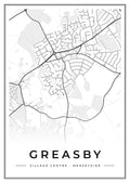 Street map poster of Greasby village centre, Merseyside