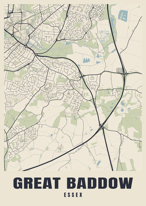 Great Baddow Street Map Poster