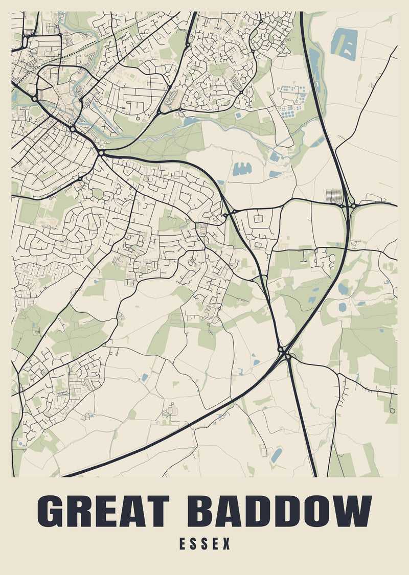 Great Baddow Street Map Poster
