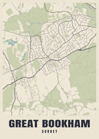 Street map poster of Great Bookham, Surrey