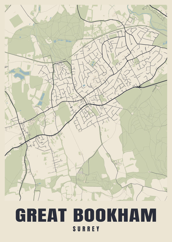 Great Bookham Street Map Poster