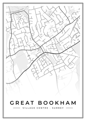 Great Bookham Village Centre Street Map Poster