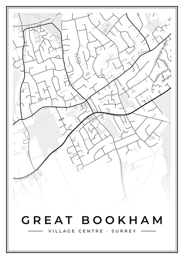 Great Bookham Village Centre Street Map Poster