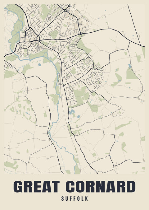 Great Cornard Street Map Poster