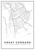 Street map poster of Great Cornard village centre, Suffolk