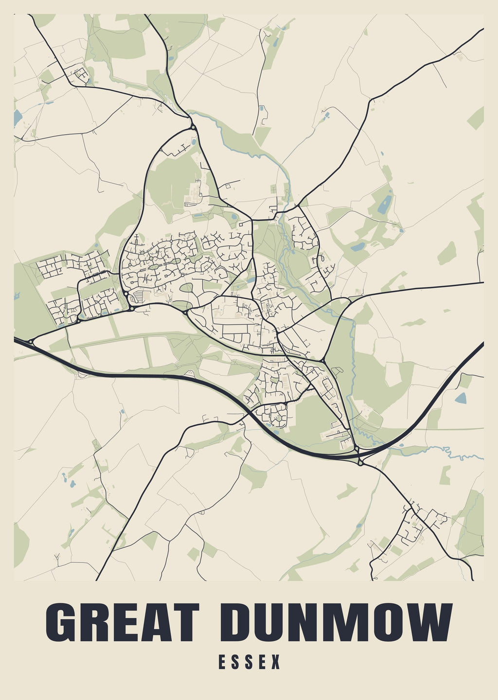 Street map poster of Great Dunmow, Essex