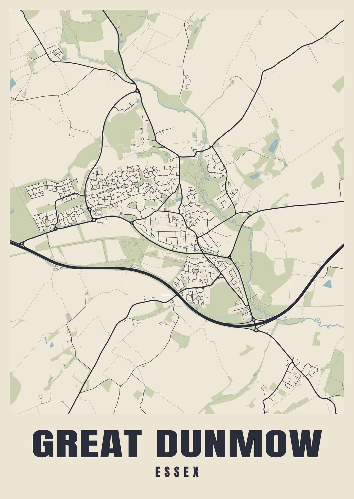 Street map poster of Great Dunmow, Essex