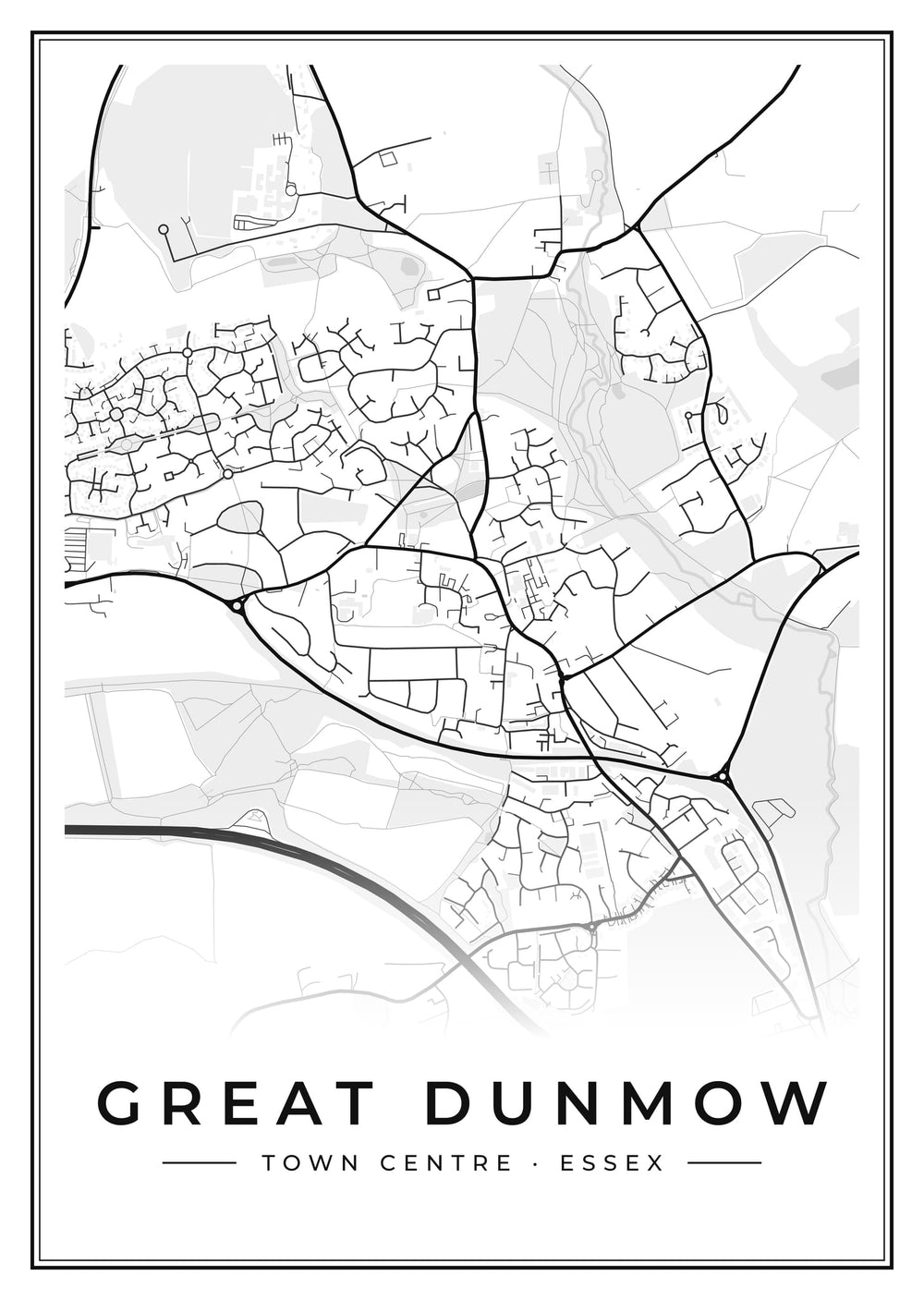 Great Dunmow Town Centre Street Map Poster