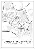 Street map poster of Great Dunmow town centre, Essex