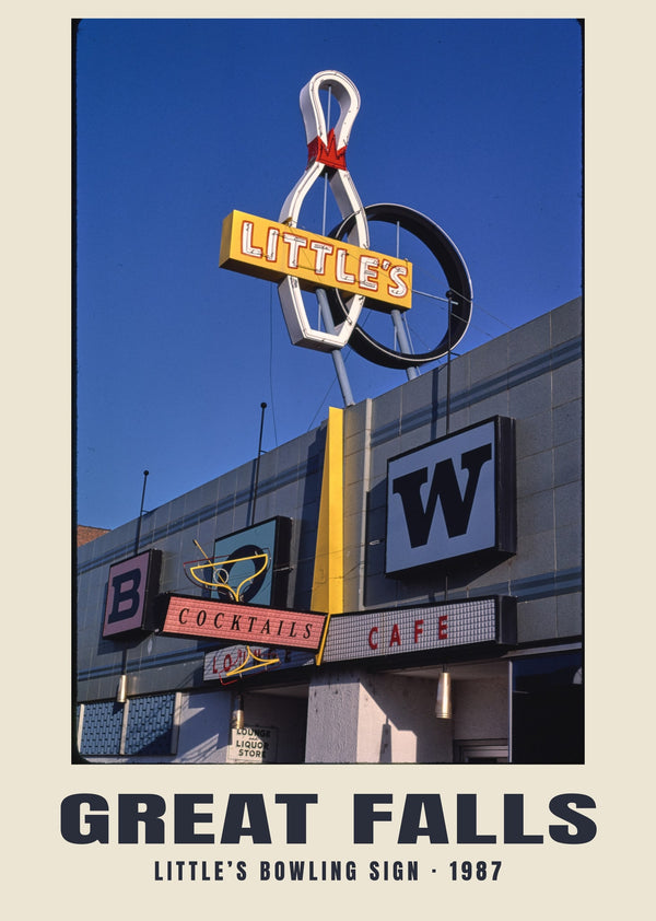 Szyld Little’s Bowling, Great Falls, Montana — 1987