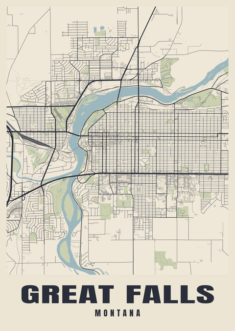Great Falls Street Map Poster