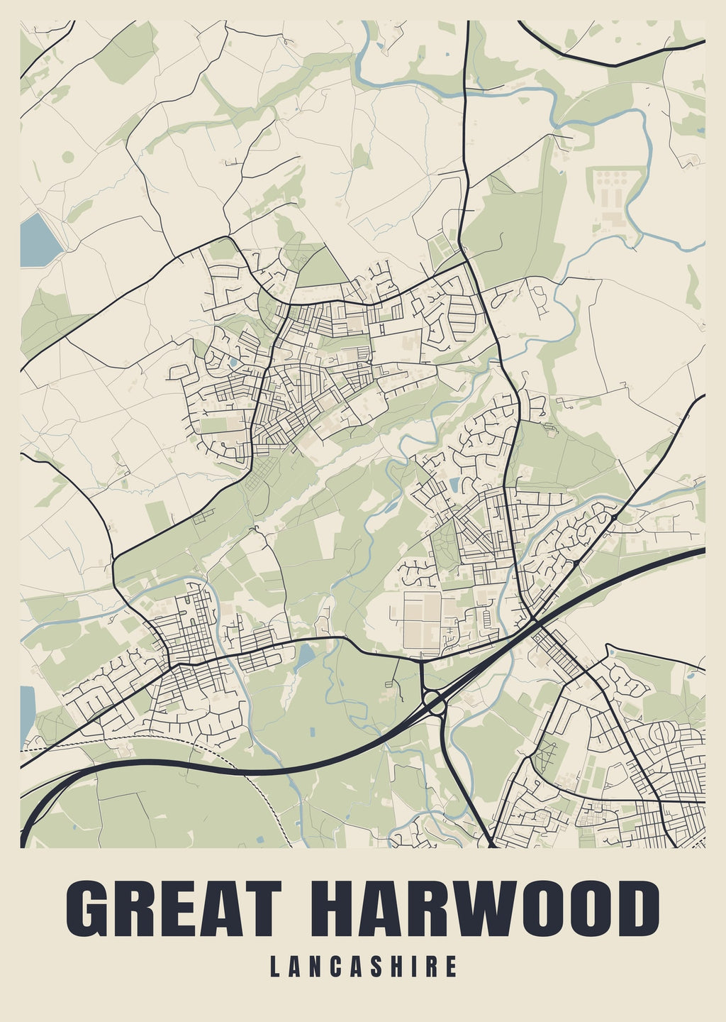 Street map poster of Great Harwood, Lancashire