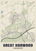 Street map poster of Great Harwood, Lancashire