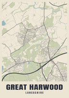 Street map poster of Great Harwood, Lancashire