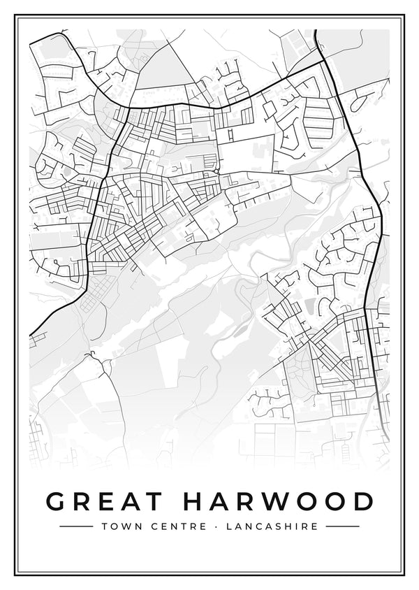 Great Harwood Town Centre Street Map Poster