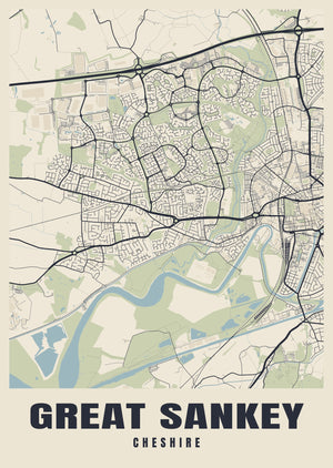 Great Sankey Street Map Poster