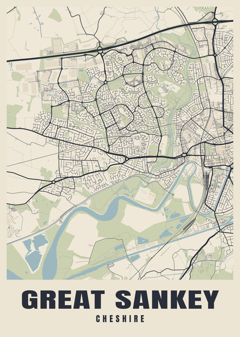 Great Sankey Street Map Poster