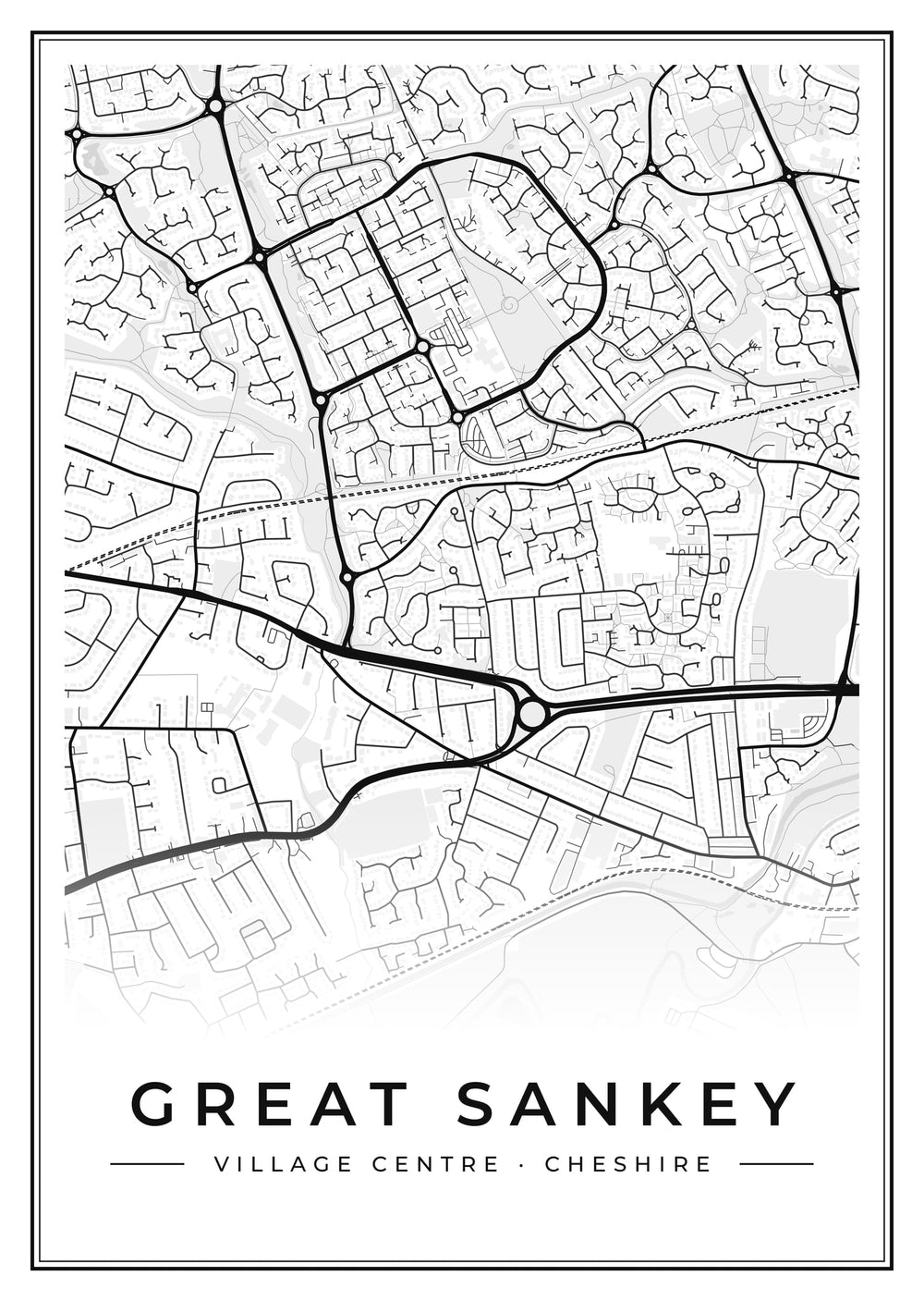 Great Sankey Village Centre Street Map Poster