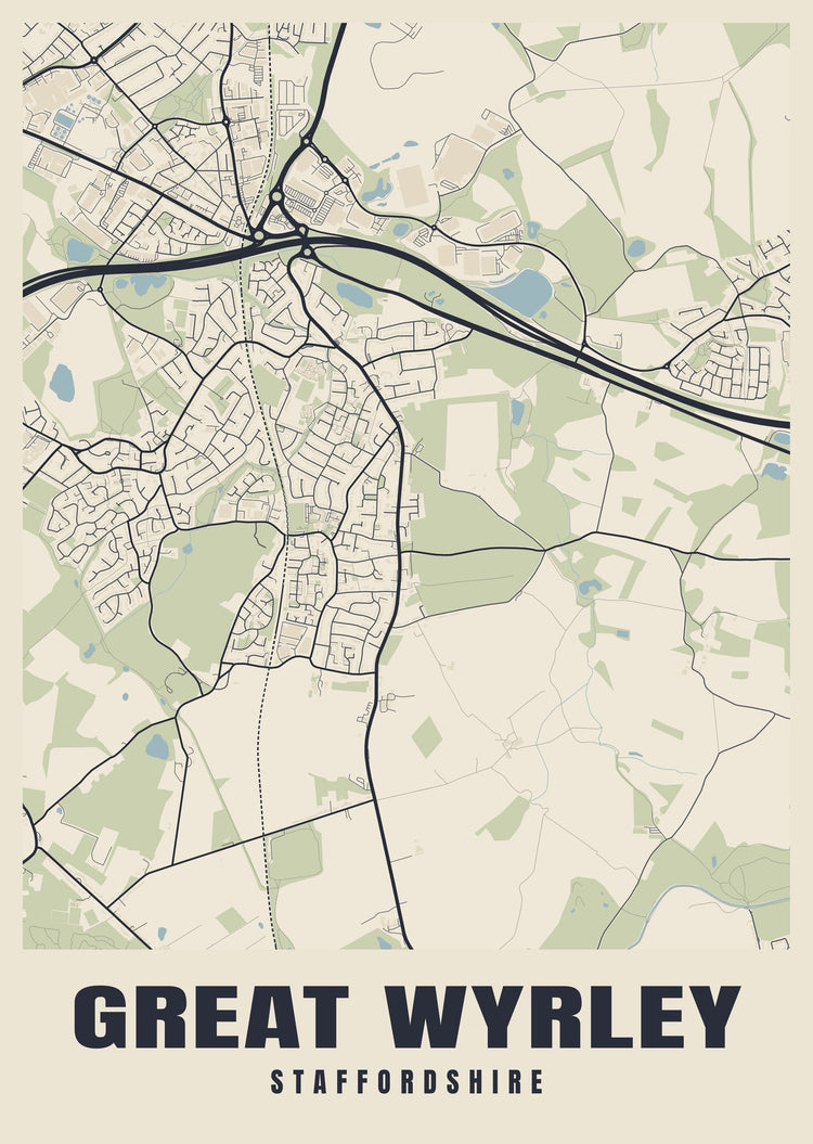 Great Wyrley Street Map Poster
