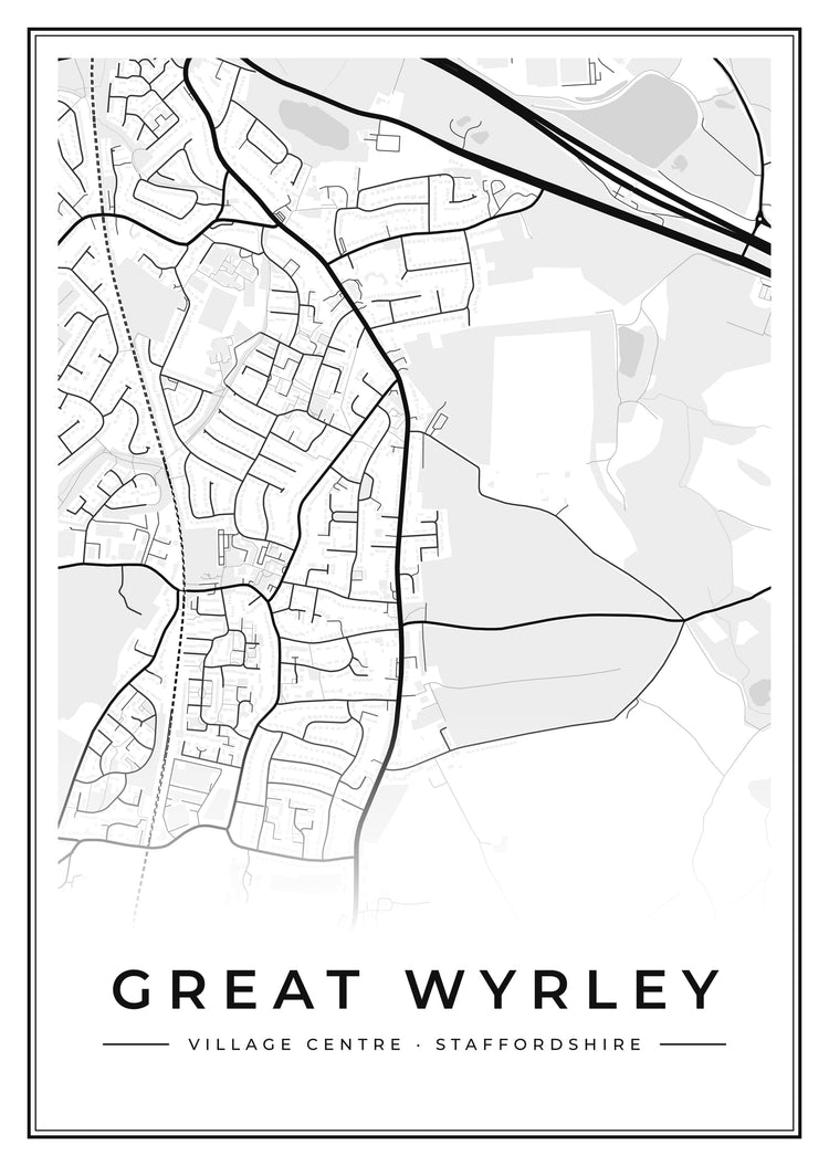 Great Wyrley Village Centre Street Map Poster