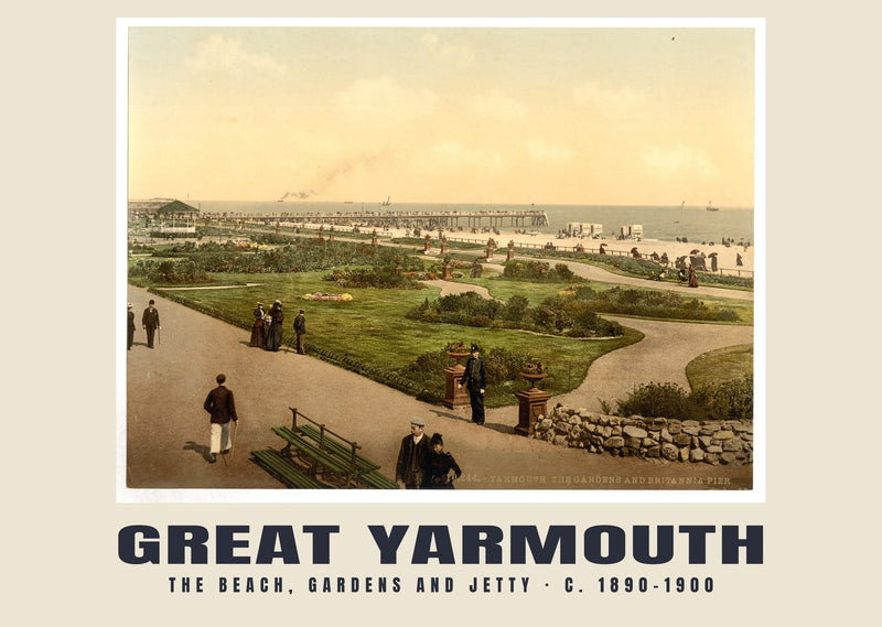 The beach, gardens and jetty, Great Yarmouth, c. 1890–1900 Heritage Print
