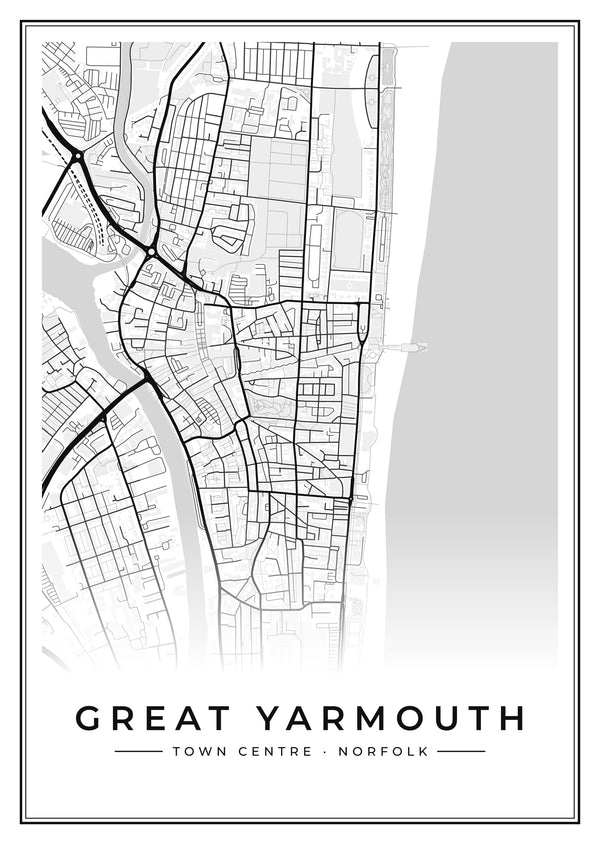 Great Yarmouth Town Centre Street Map Poster