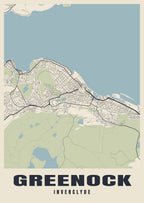 Street map poster of Greenock, Inverclyde