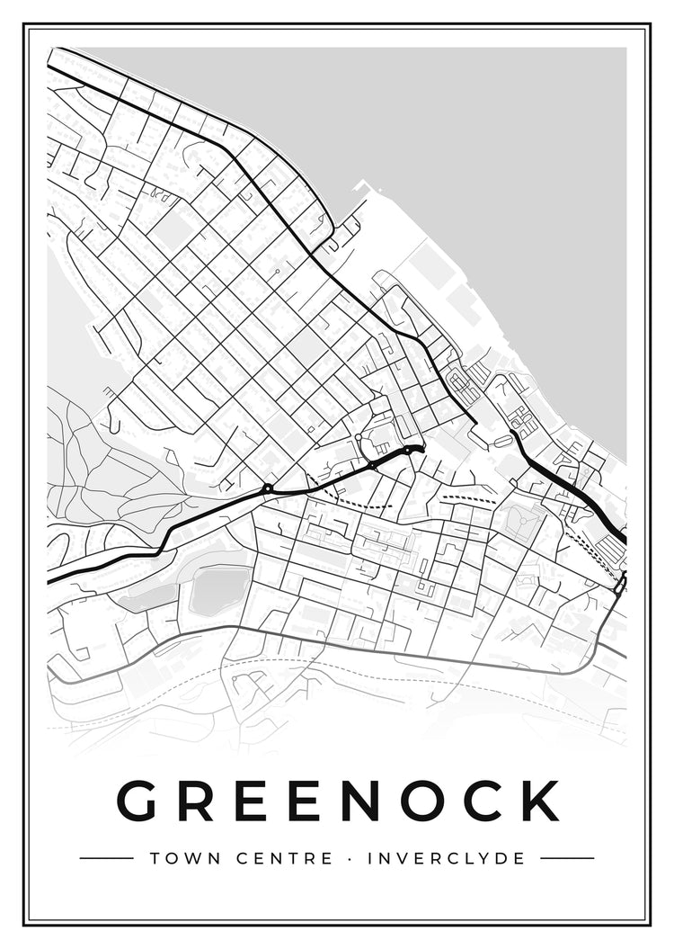 Greenock Town Centre Street Map Poster