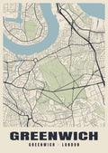 Heritage street map poster of Greenwich, Greenwich, London